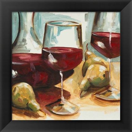 Framed Red Wine and Pears Print