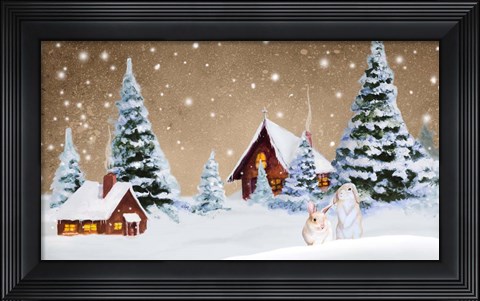 Framed Christmas Village Print