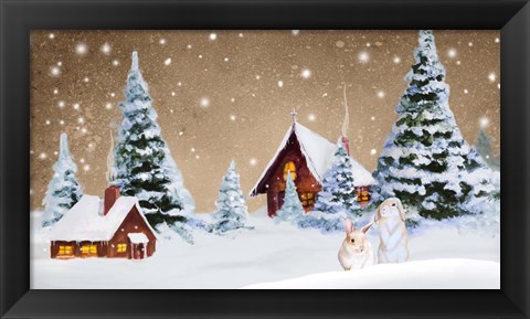 Framed Christmas Village Print