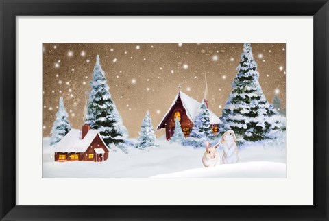 Framed Christmas Village Print