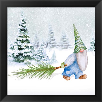 Framed Gnomes on Winter Holiday I Print