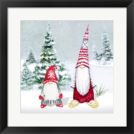 Framed Gnomes on Winter Holiday II Print
