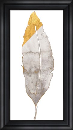 Framed Gray and Gold Feather Print