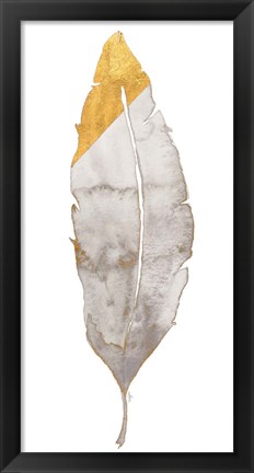 Framed Gray and Gold Feather Print