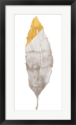 Framed Gray and Gold Feather Print