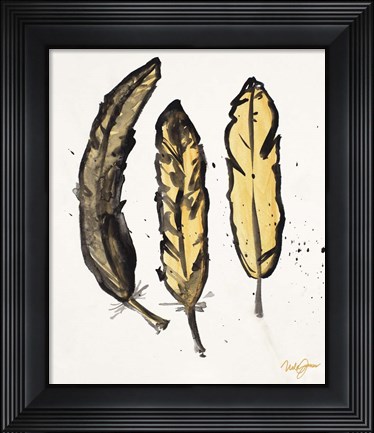 Framed Golden Feathers I Print