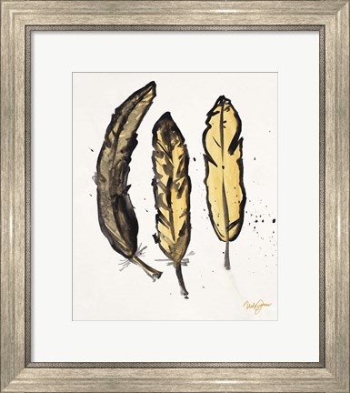 Framed Golden Feathers I Print