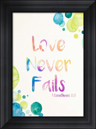 Framed Love Never Fails Print