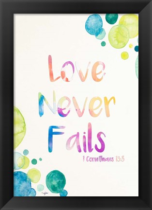 Framed Love Never Fails Print