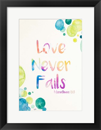 Framed Love Never Fails Print