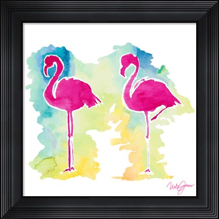 Framed Sunset Flamingo Print