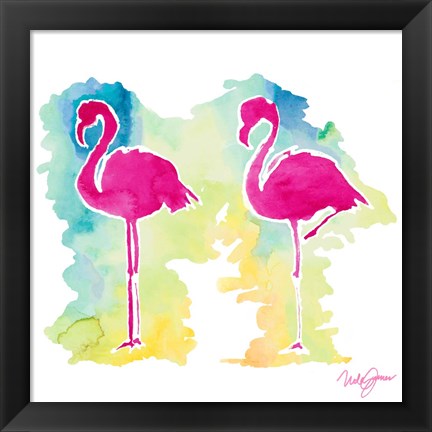 Framed Sunset Flamingo Print