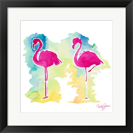 Framed Sunset Flamingo Print