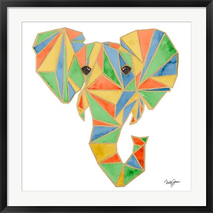 Framed Vibrant Retro Elephant Print