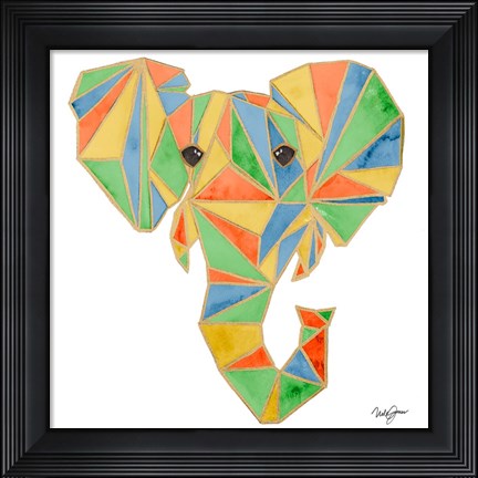 Framed Vibrant Retro Elephant Print