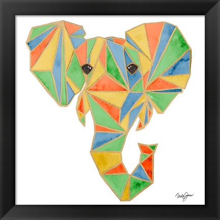 Framed Vibrant Retro Elephant Print