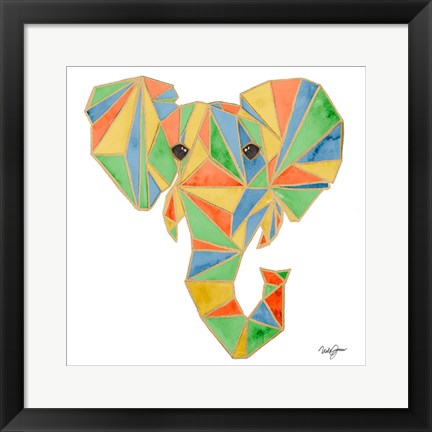 Framed Vibrant Retro Elephant Print