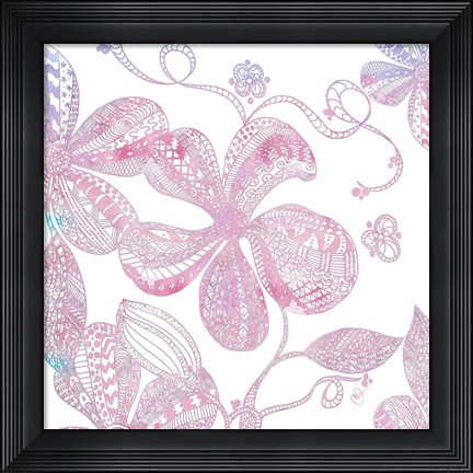 Framed Floral Embossed I Print