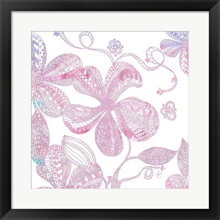 Framed Floral Embossed I Print