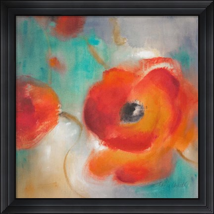 Framed Scarlet Poppies in Bloom II Print
