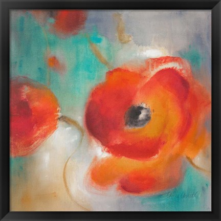 Framed Scarlet Poppies in Bloom II Print