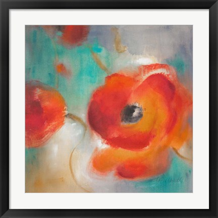 Framed Scarlet Poppies in Bloom II Print