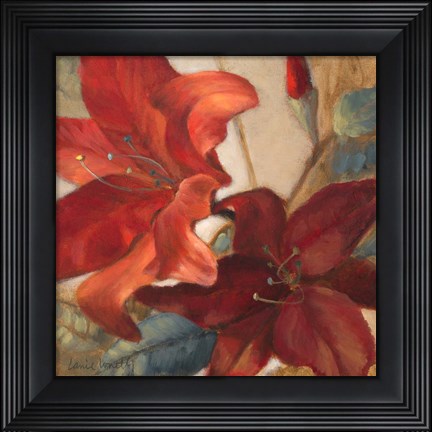Framed Crimson Fleurish I Print