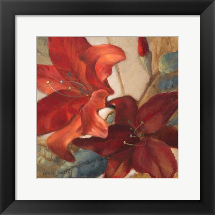 Framed Crimson Fleurish I Print