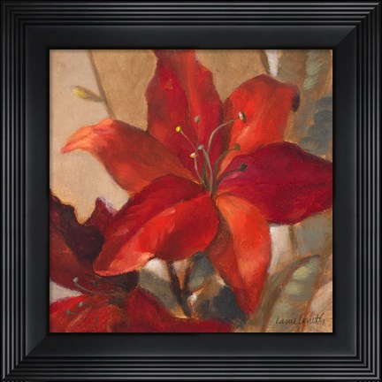 Framed Crimson Fleurish II Print
