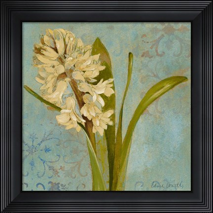 Framed Hyacinth on Teal I Print
