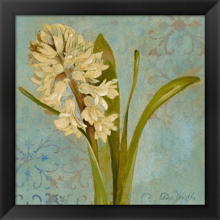 Framed Hyacinth on Teal I Print