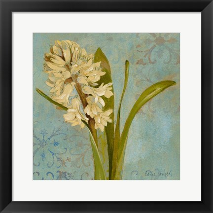 Framed Hyacinth on Teal I Print