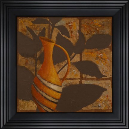 Framed Little Striped Vase I Print