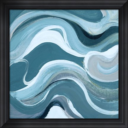 Framed Curvilinear Blue I Print