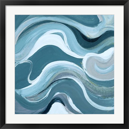 Framed Curvilinear Blue I Print