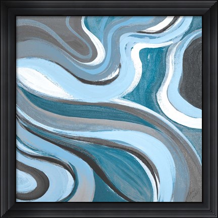 Framed Curvilinear Blue II Print