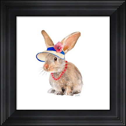 Framed Trendy Meadow Buddy II (Flower Hat and Pearls) Print