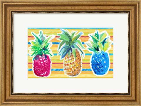 Framed Vibrant Pineapple Trio Print