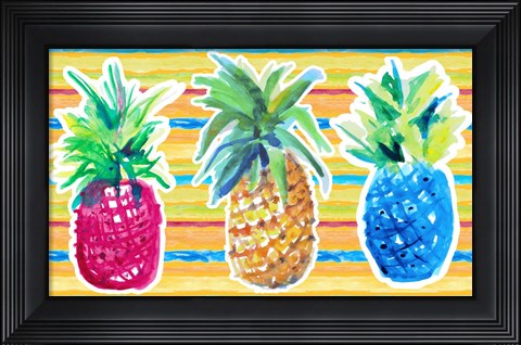 Framed Vibrant Pineapple Trio Print