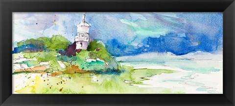 Framed Lighthouse on Coastline Print