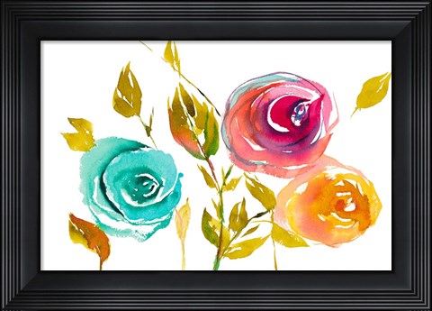 Framed Modern Trio of Blooms I Print