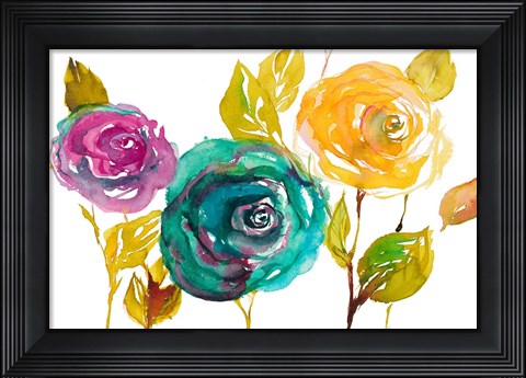 Framed Modern Trio of Blooms II Print