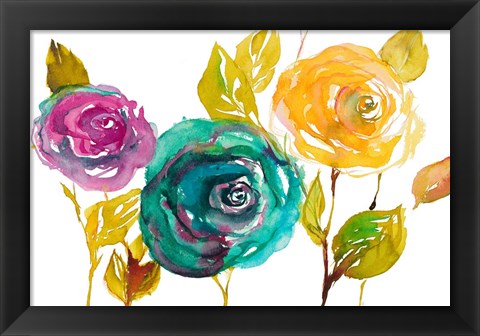 Framed Modern Trio of Blooms II Print