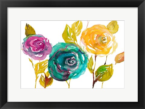 Framed Modern Trio of Blooms II Print