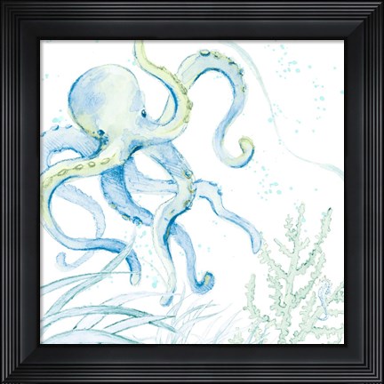Framed Blue Octopus Print