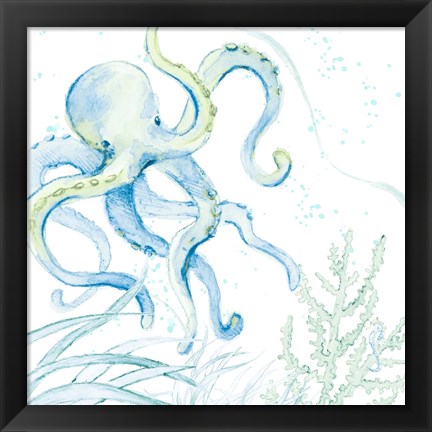 Framed Blue Octopus Print