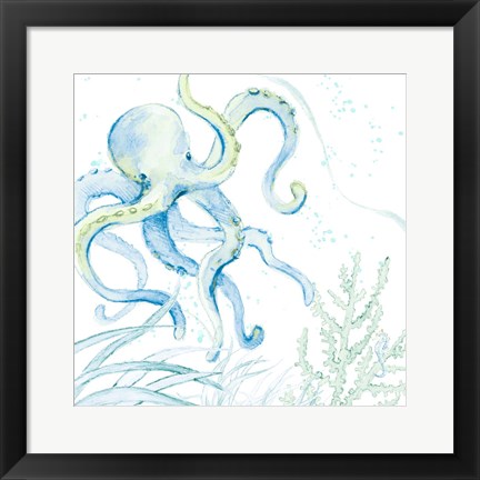 Framed Blue Octopus Print