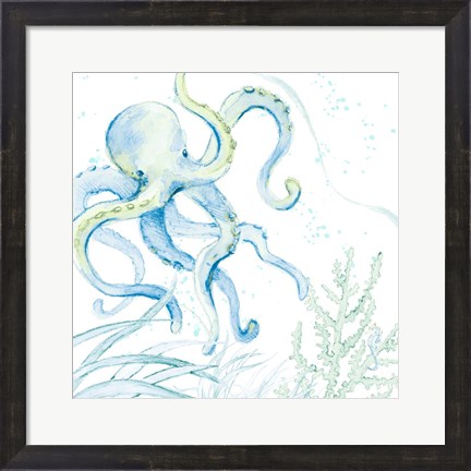 Framed Blue Octopus Print