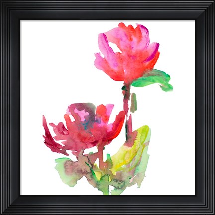Framed Red Loose Blooms I Print