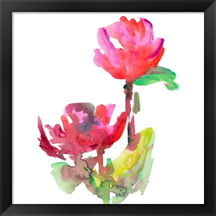 Framed Red Loose Blooms I Print